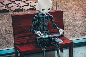 AI-robot på en bänk