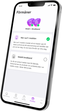 Erbjudande-sidan i Mitt Telia-appen där du kan hitta personliga erbjudanden.