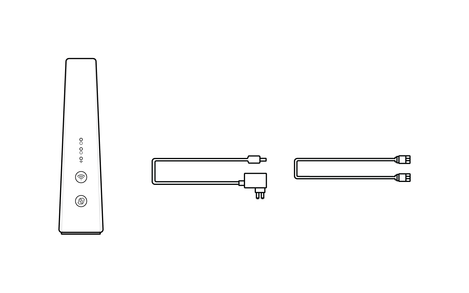 Router och tillhörande kablar