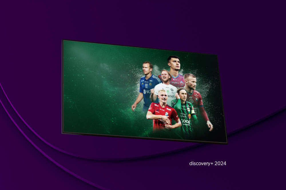 b2c-tv och streaming-sport-superettan- Collage för Superettan 2024 med femte elementet - discovery+ - Max