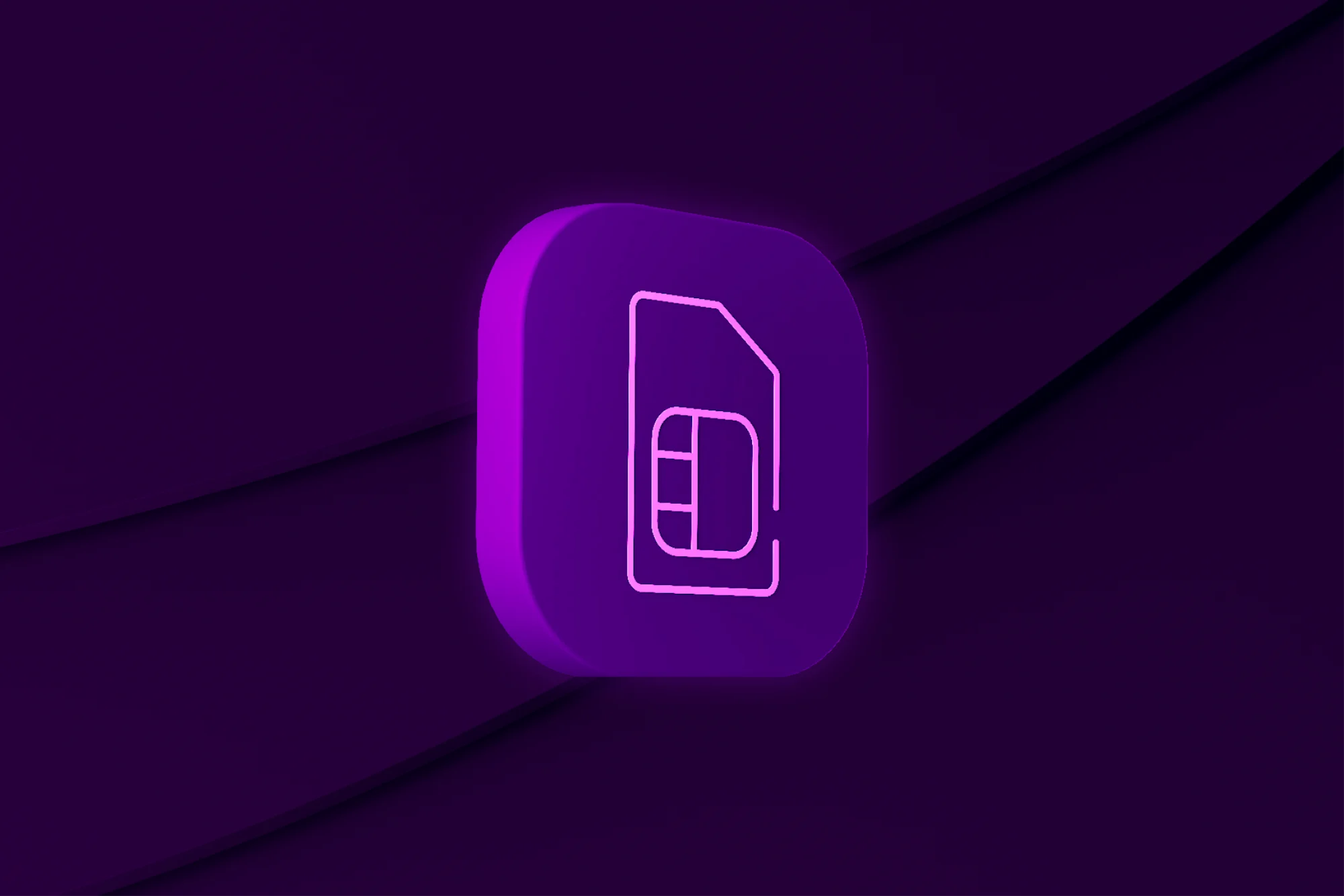 En simkortssymbol som svävar på mörklila bakgrund med femte elementet.