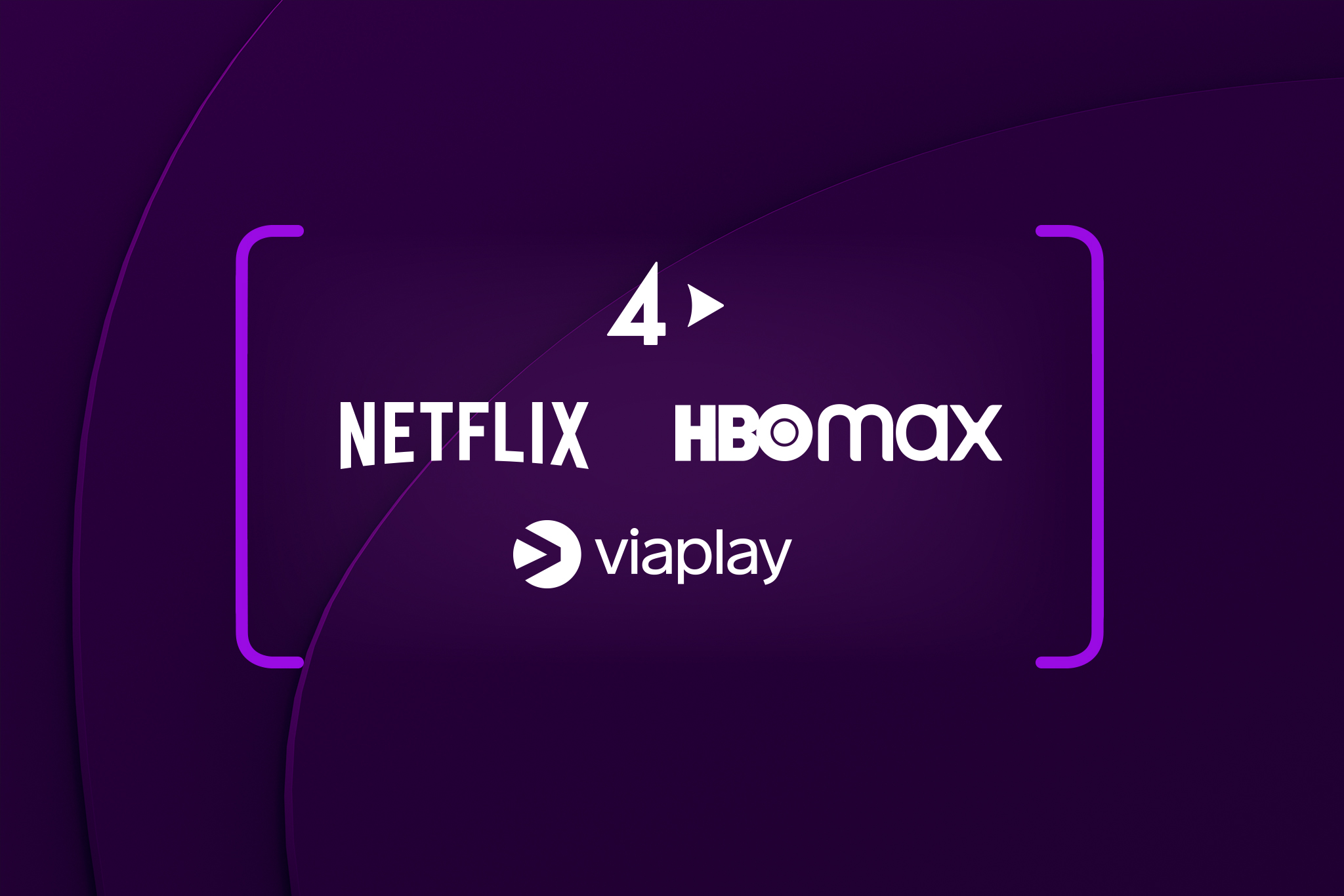 b2c/tv och streaming/ Vårkampanj 2024 / Seriemaraton till kanonpris. / Collage med loggor för Netflix, HBO Max, Viaplay och TV4 Play