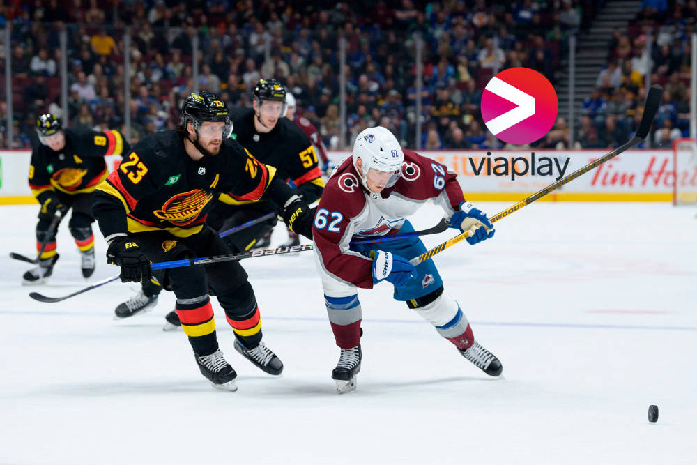 b2c - tv och streaming - sport - nhl - hero bild för NHL säsongen 2023-2024 - Actionfylld matchbild med ishockeyspelare - Colorado Avalanche - ishockey , Derek Cain/AFP/Ritzau Scanpix