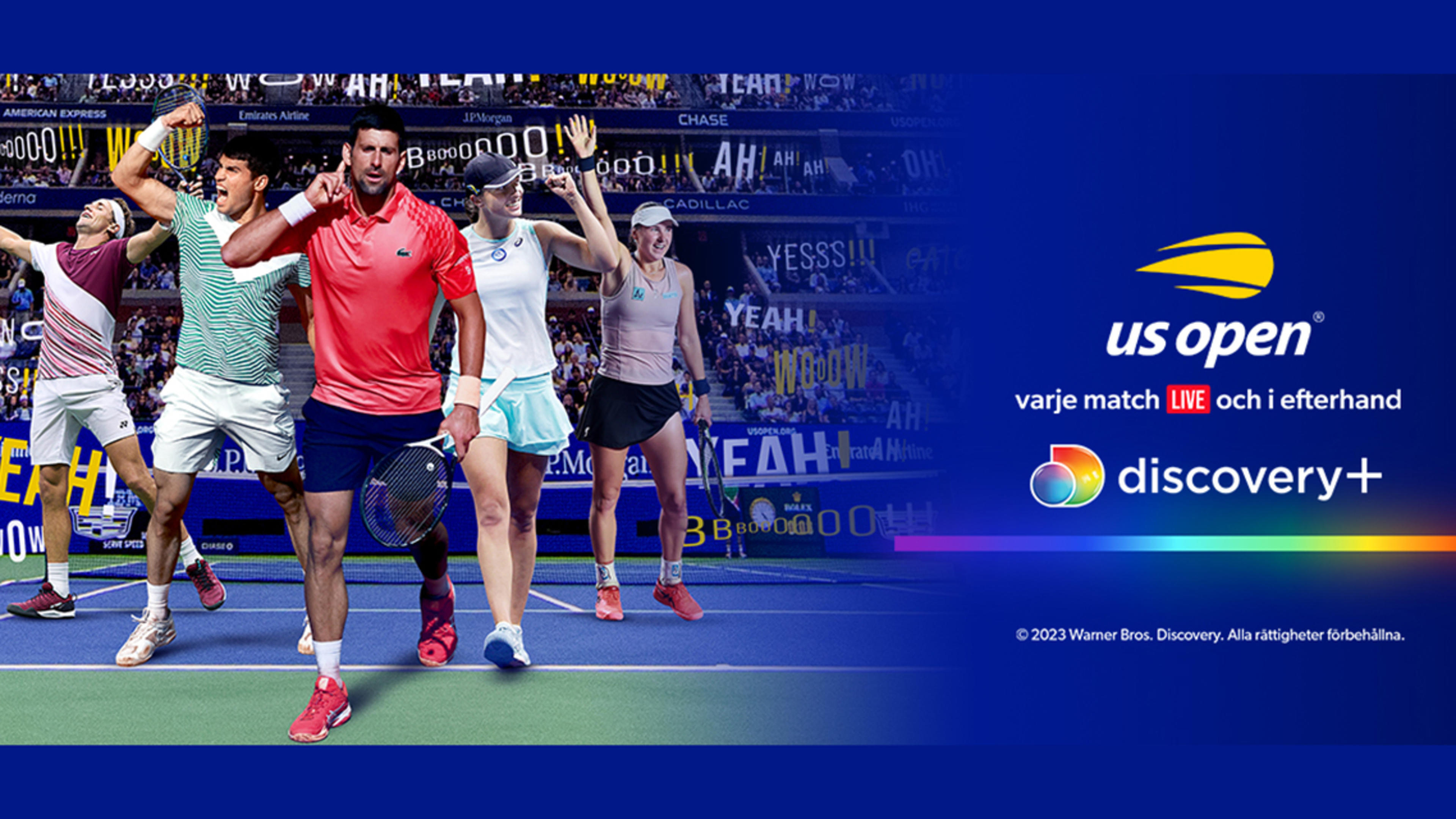 Mellan den den 28 augusti-10 september 2023 riktas tennisvärldens blickar mot New York när årets sista Grand Slam-turnering, US Open, startar. Discovery+ och Eurosport kommer att sända samtliga matcher.