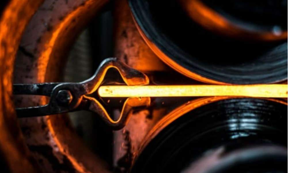 Damasteel image of red hot iron