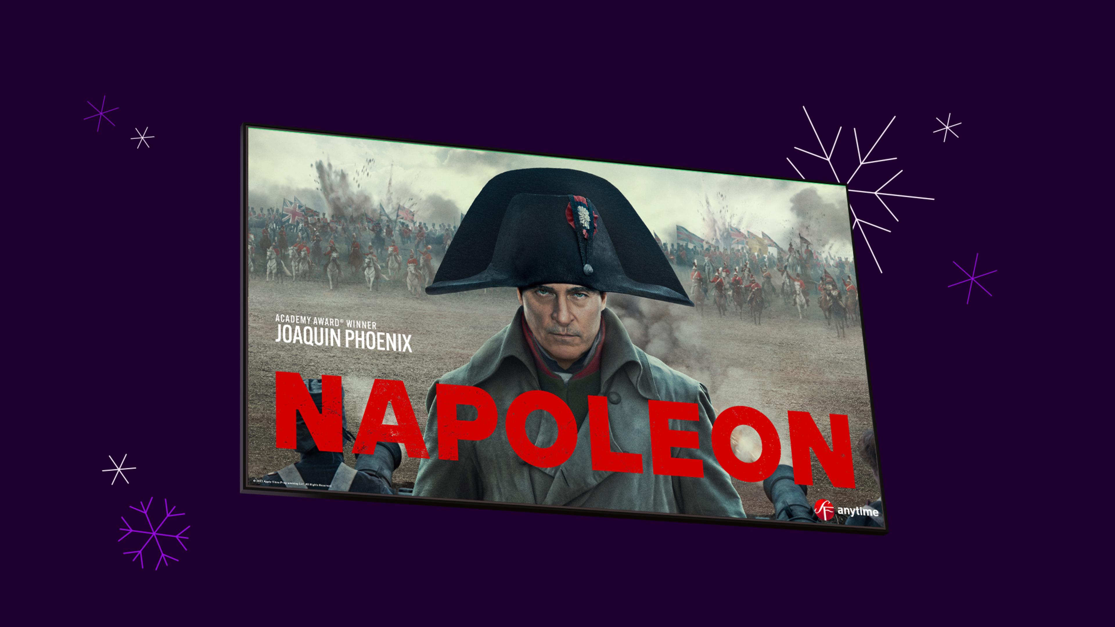 Storfilmen Napoleon med Joaquin Phoenix och Vanessa Kirby. I regi av Ridley Scott är bara en av många hyrfilmspremiärer du kan se fram emot i Filmbutiken under januari 2024. 