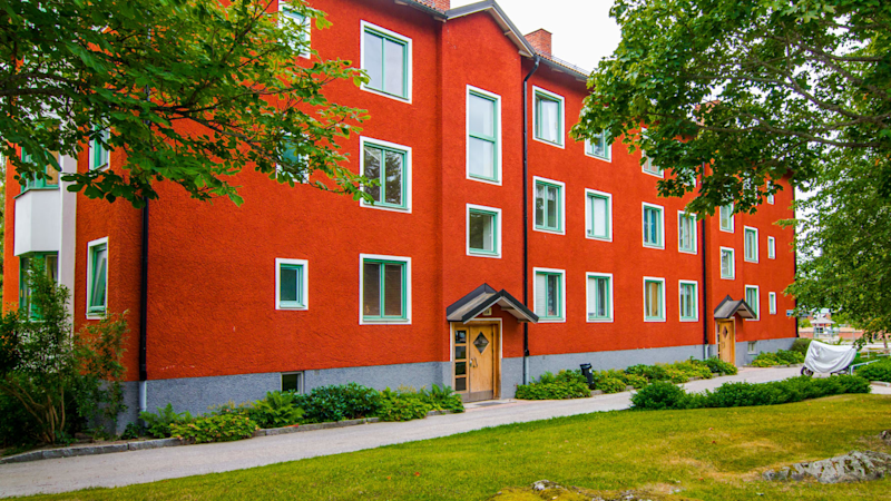 Fasad på fastighet från Bostads AB i Västerås