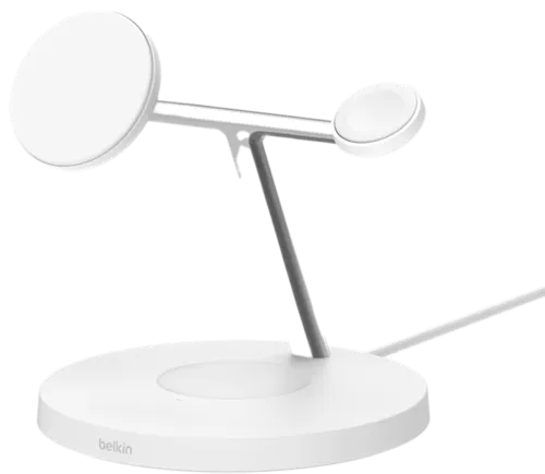 Belkin BoostCharge Pro 3-i-1 trådlös laddningsställ med Qi2 15W Vit