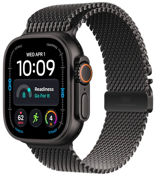 Apple Watch Ultra 4 5G 49mm Milanese Loop M/L Svart Titan