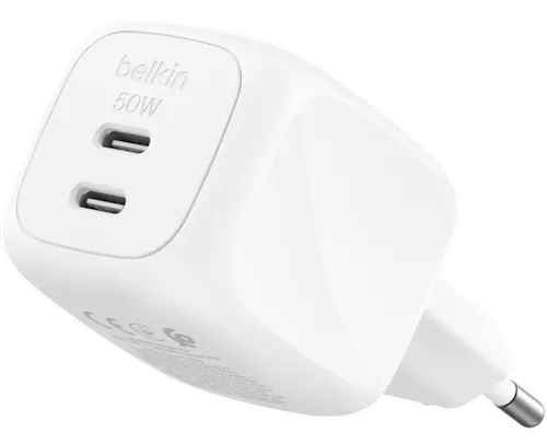 Belkin Dual USB-C PD Väggladdare 50W PPS Vit