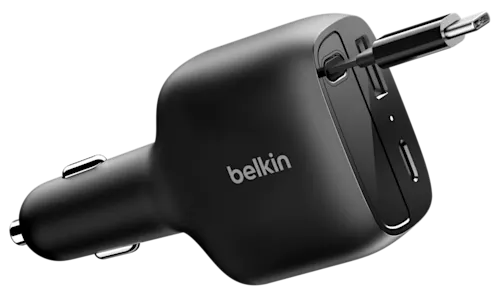 Belkin billaddare 75W med utdragbar kabel USB-C Svart