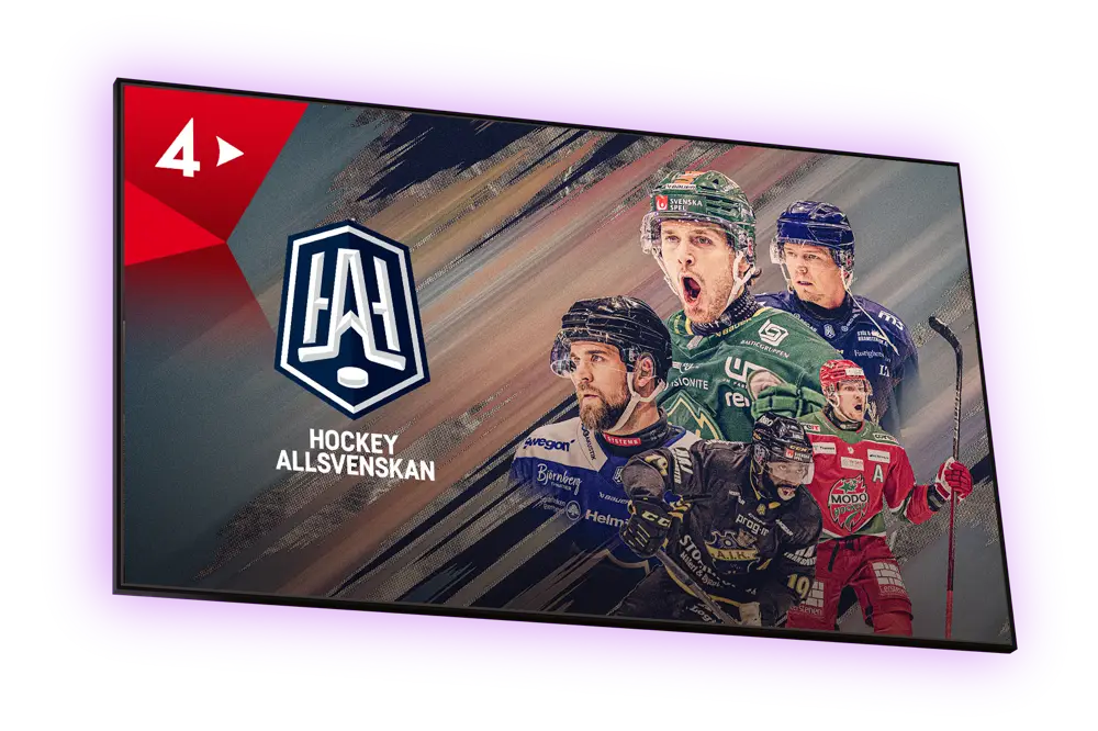 Streama HockeyAllsvenskan 2025/26 på TV4 Play med Telia och något av våra paket Största sportpaketet, TV4 Play Sport Total eller TV4 Play Sport Hockey.
