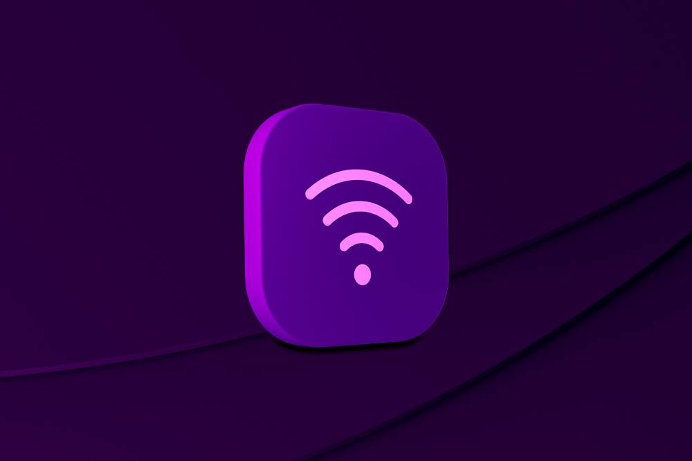 En bricka med en wifi-ikon, som symboliserar våra bredband – bredband via fiber, 5G och mobilt bredband.