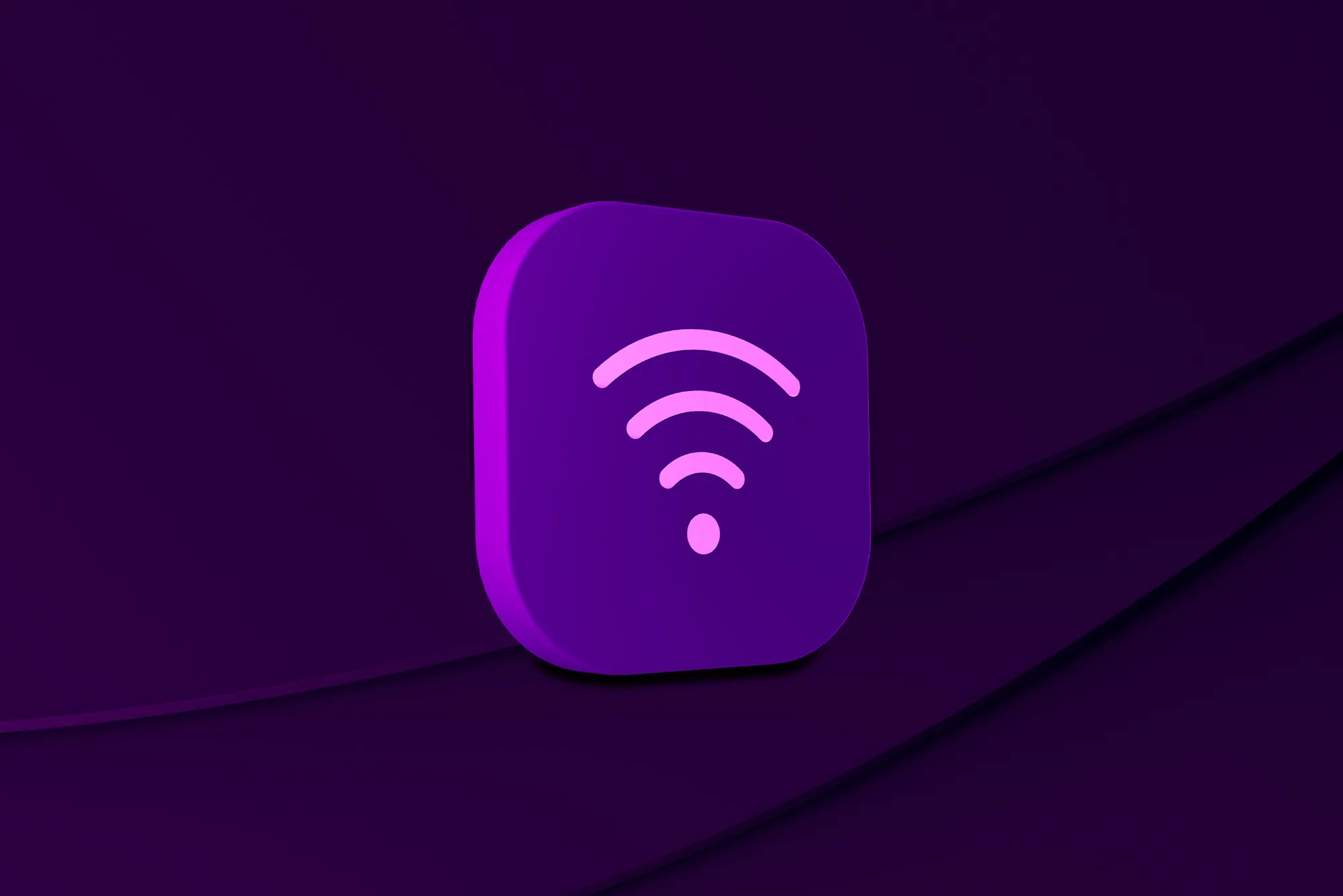 En bricka med en wifi-ikon, som symboliserar våra bredband – bredband via fiber, 5G och mobilt bredband.