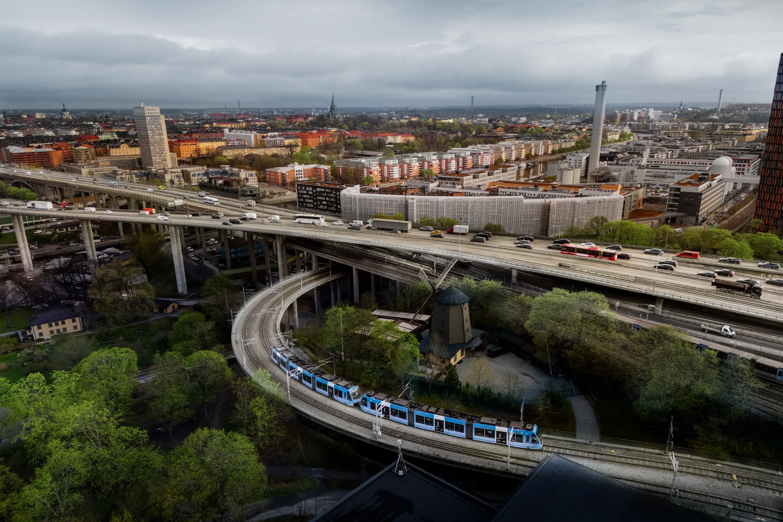 Flygbild över Stockholm.