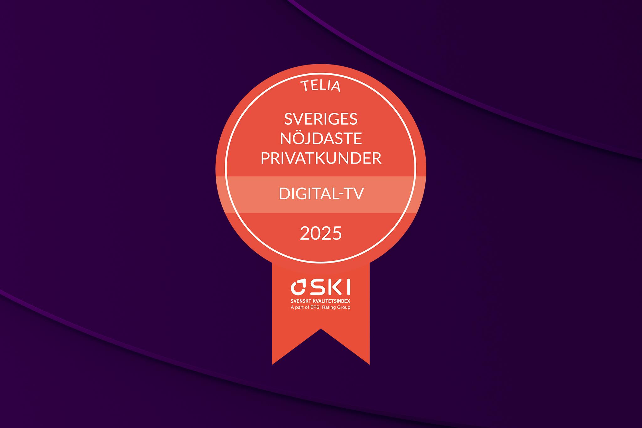 Vi har återigen Sveriges nöjdaste tv-kunder enligt SKI, Svenskt Kvalitetsindex 2025 som har utsett Telia till vinnare inom digital-tv för tionde gången på elva år.