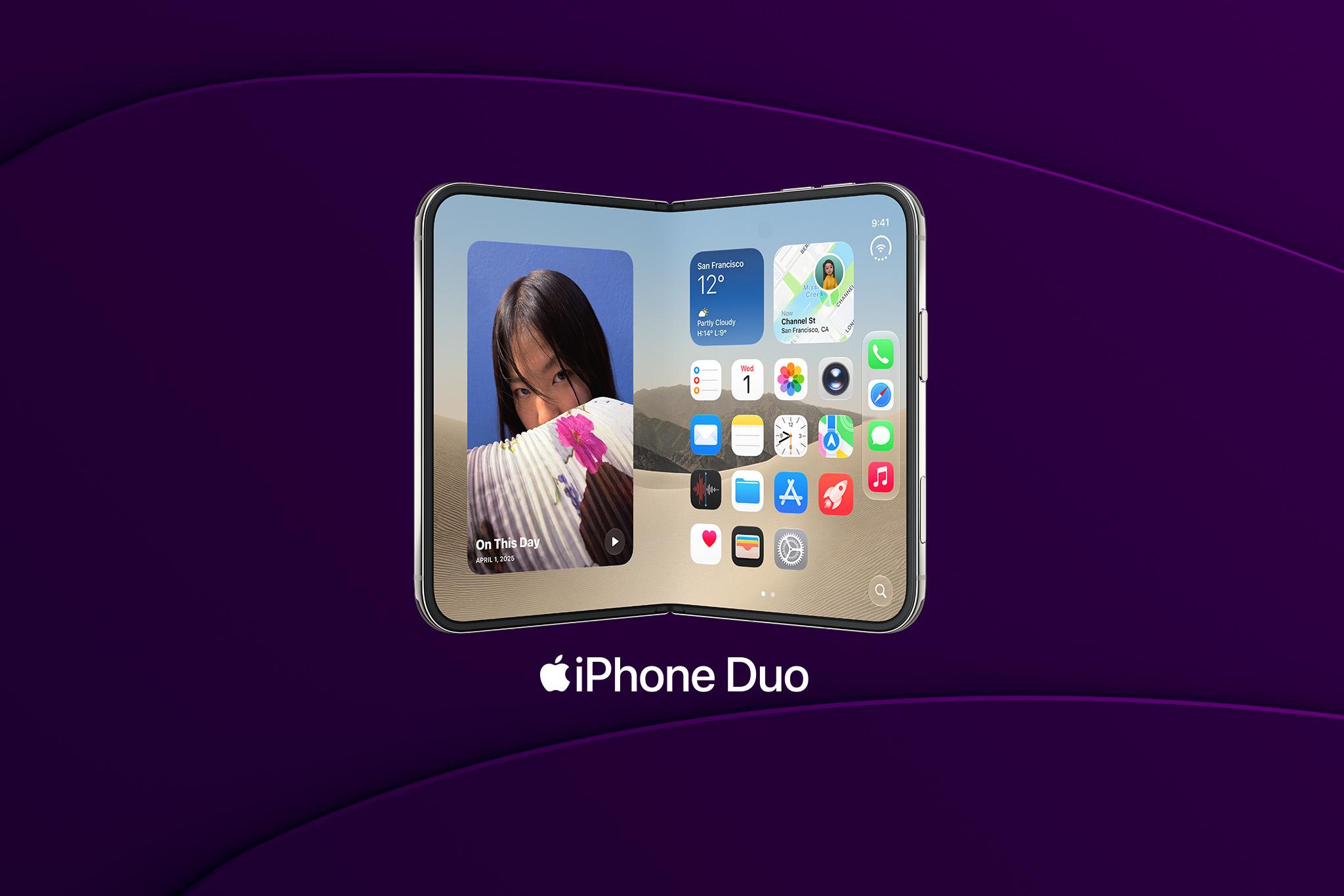 iPhone Duo med lila bakgrund och content i skärm