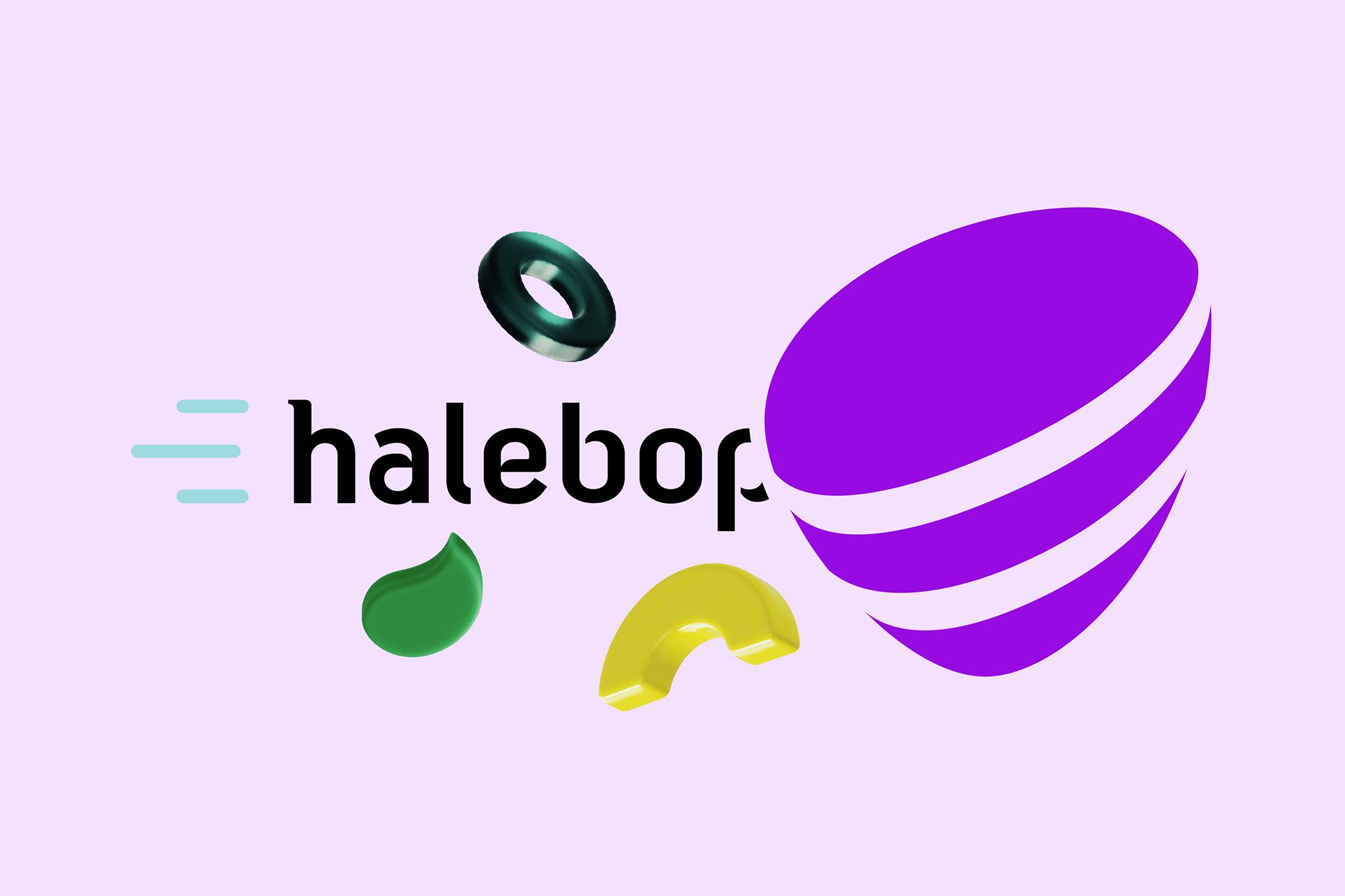 En illustration som visar hur Halebops logotyp glider in i Telia.
