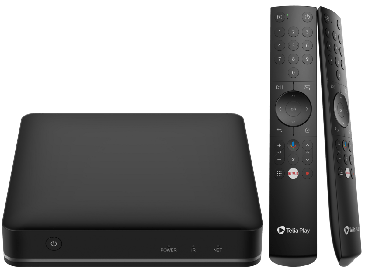 Telia Play Hub och fjärrkontroll med siffror