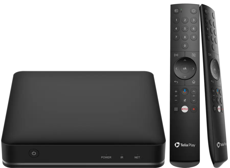 Telia Play Hub och fjärrkontroll med siffror