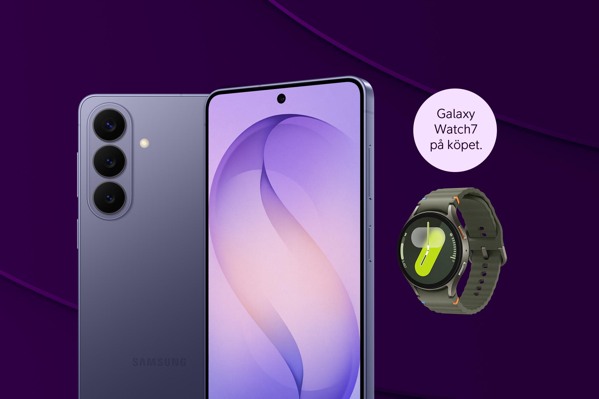 Samsung Galaxy  S26+ med Samsung Galaxy Watch7 på köpet
