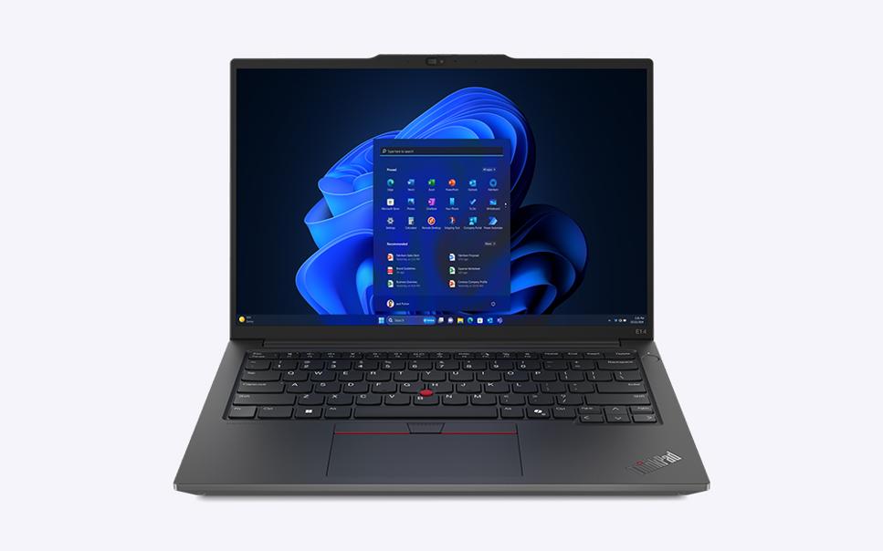 Laptopen Lenovo Thinkpad E14 framifrån.
