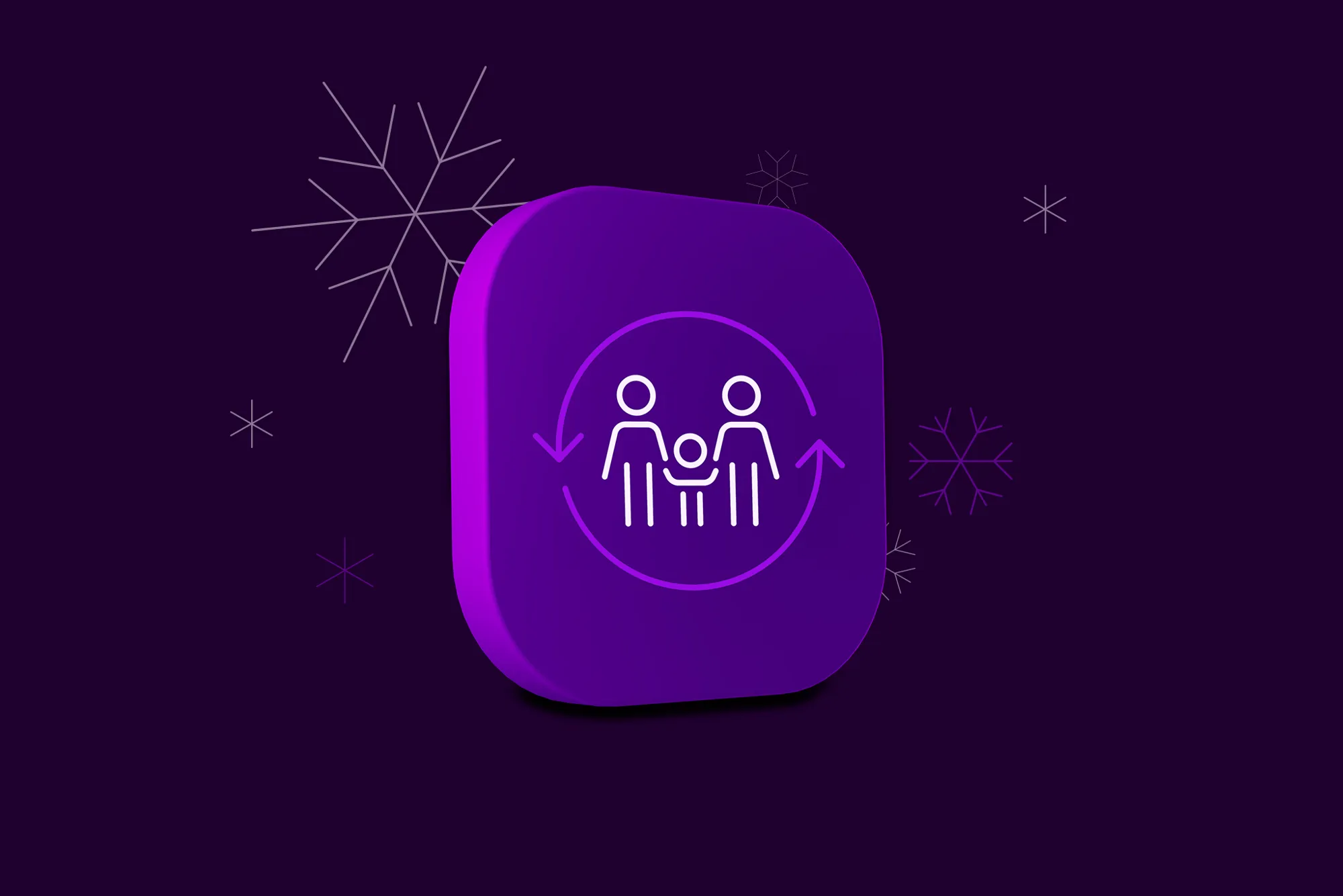 Ikon på familj med snöflingor