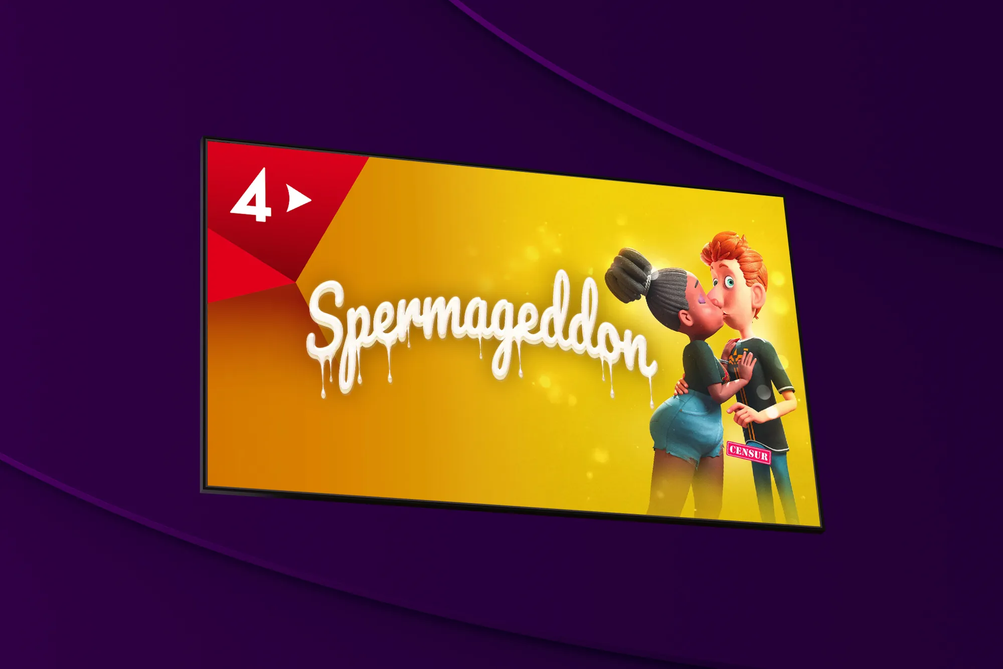 Innehåll från den animerade komedin Spermageddon som har premiär och går att streama på TV4 Play från och med premiärdagen den 27 februari 2026.