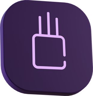 Ikon för bredband via fiber, i lila färg.