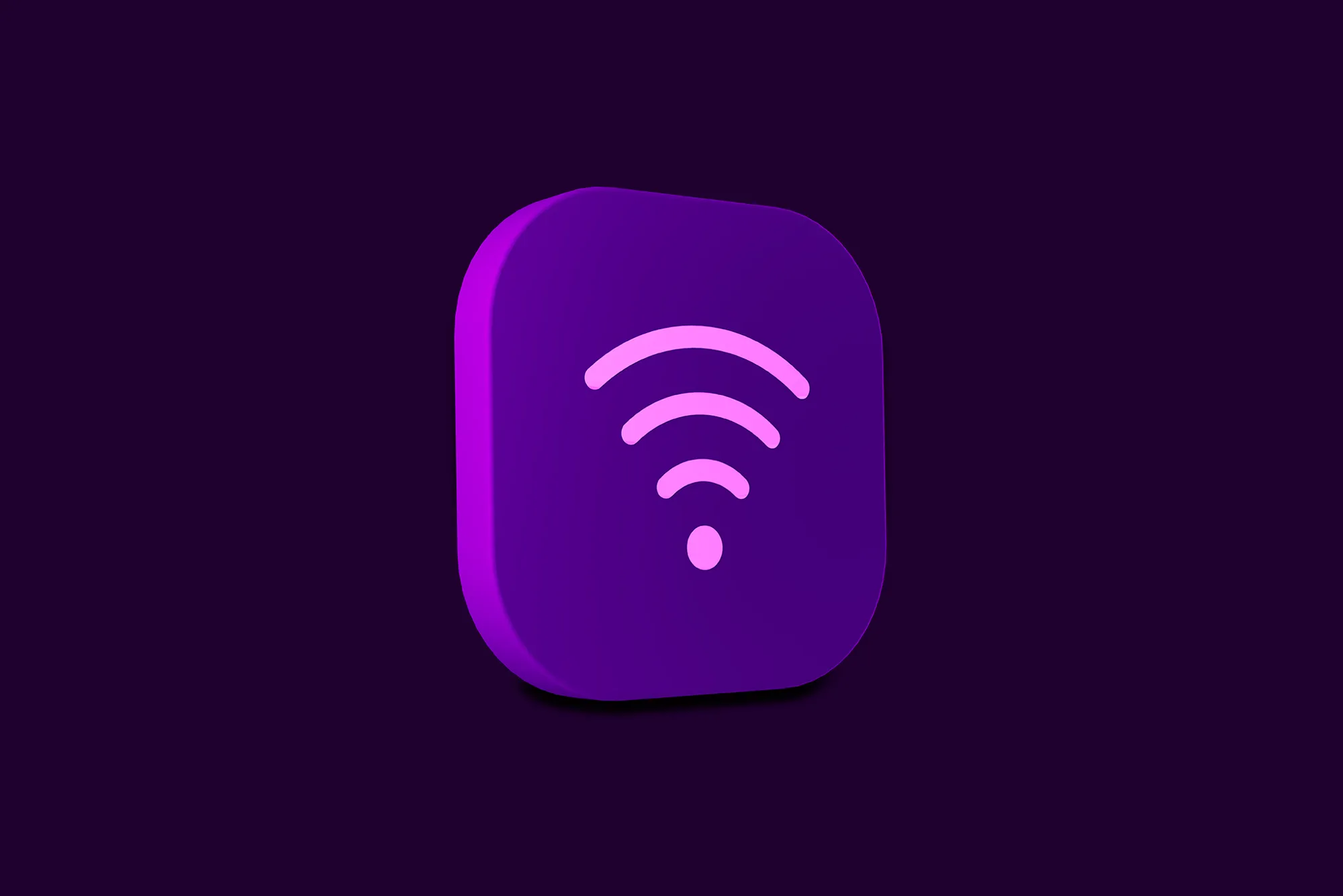 En bricka med en wifi-symbol som symboliserar våra bredband via fiber. Köp vårt bredband nu och få en snabb, stabil och säker uppkoppling.