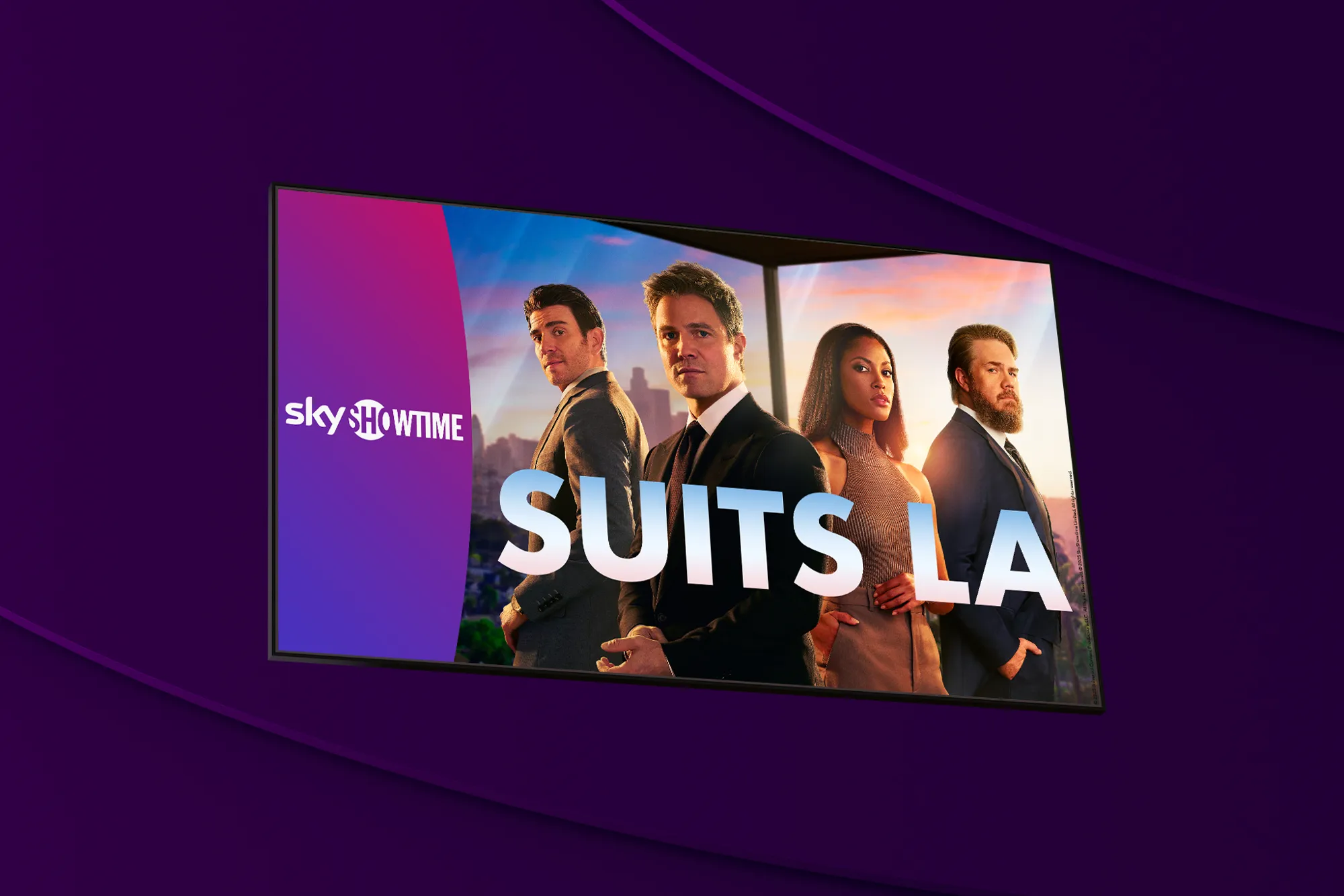 Huvudkaraktärerna i den nya amerikanska dramaserien Suits LA som har premiär och går att streama på SkyShowtime från den 28 augusti med Telia.