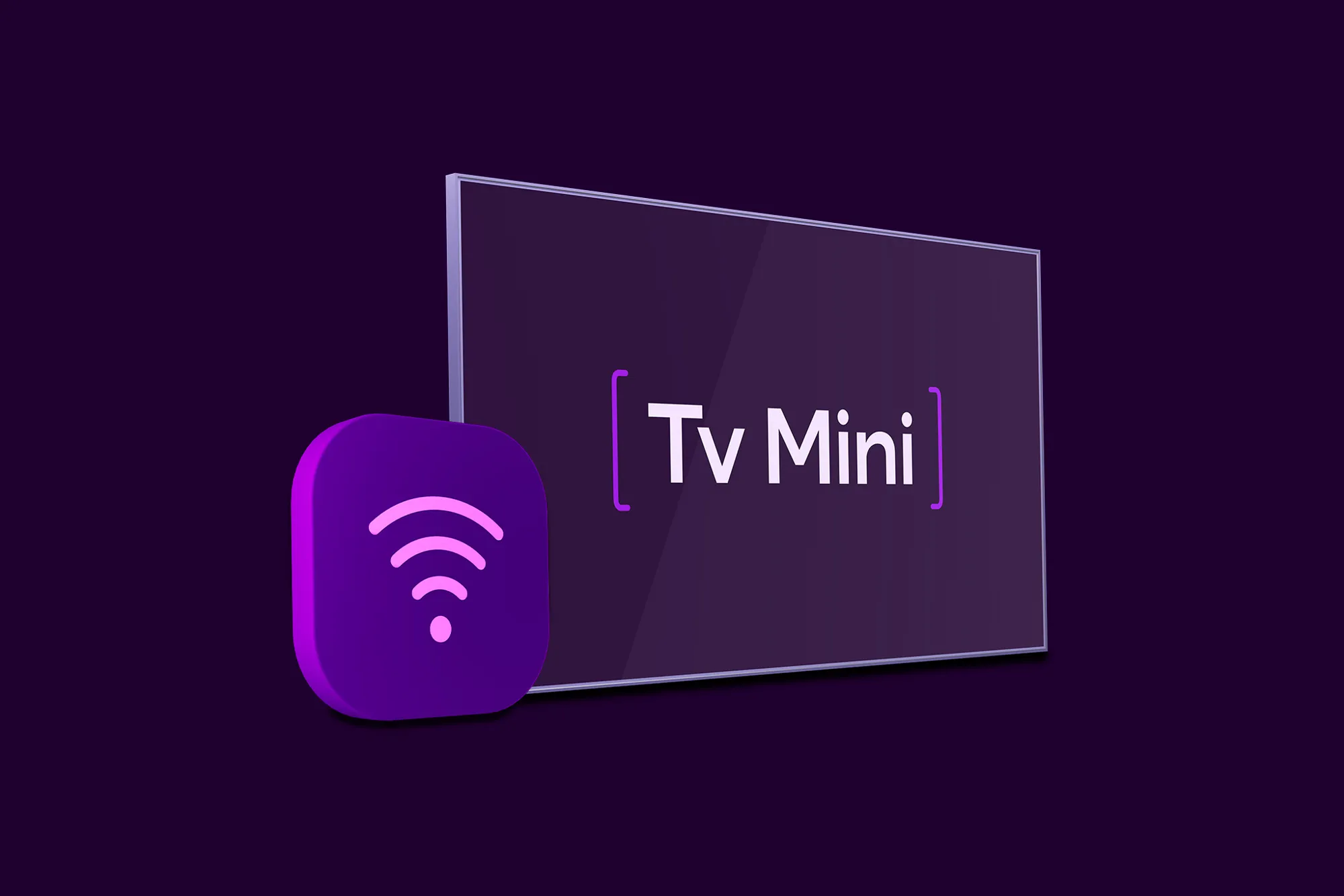 En wifi-symbol och tv-skärm med texten "Tv Mini" som symboliserar vårt bredband och tv-paket. Köp Mobilt bredband Hemma och Tv Mini till halva priset under Black Friday och Black Week på Telia.