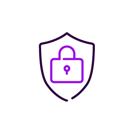Lila sköld som symboliserar DDoS-skydd