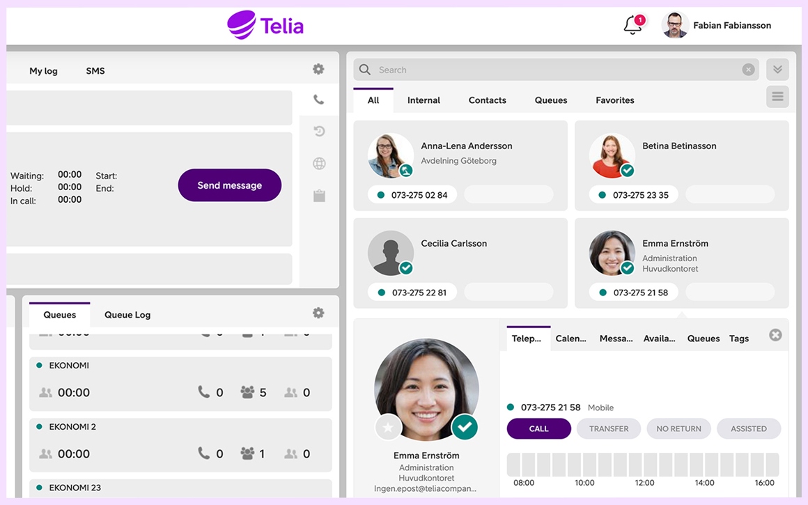 Smart Connect telefonväxel gränssnitt medarbetare
