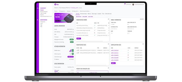 Gränssnitt för Telia Managed IoT Gateway RMS.