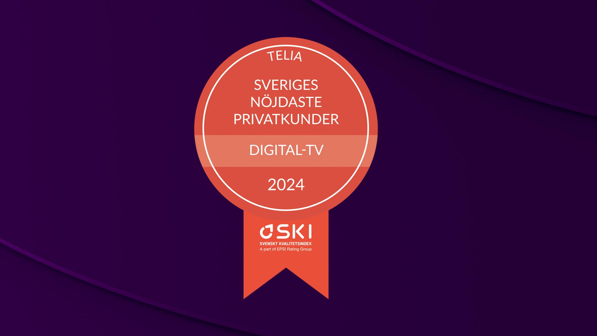 Svenskt Kvalitetsindex (SKI) har utsett Telia till vinnare inom digital-tv 2024. Vi är stolta över att återigen ha Sveriges mest nöjda tv-kunder.