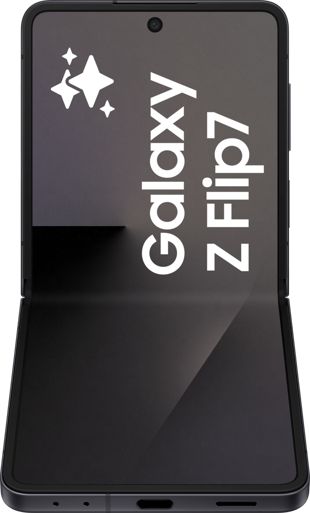 Samsung Galaxy Z Flip7 i svart.