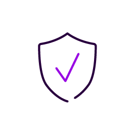 Lila sköld som symboliserar cybersäkerhet