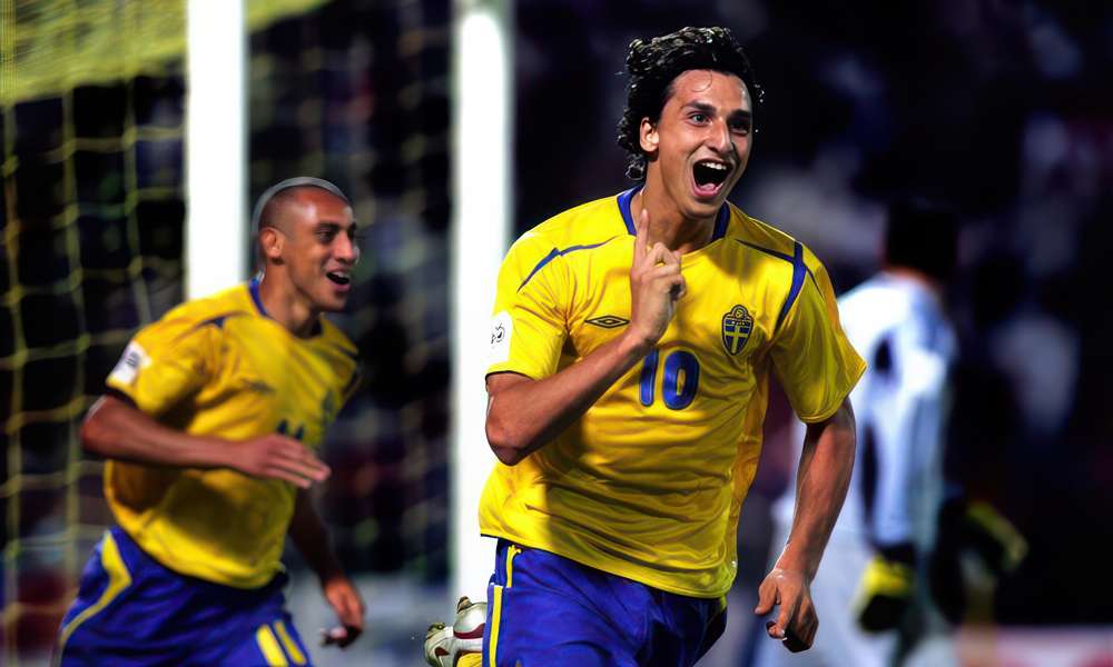 Zlatan Ibrahimovic som precis gjort mål mot Ungern.