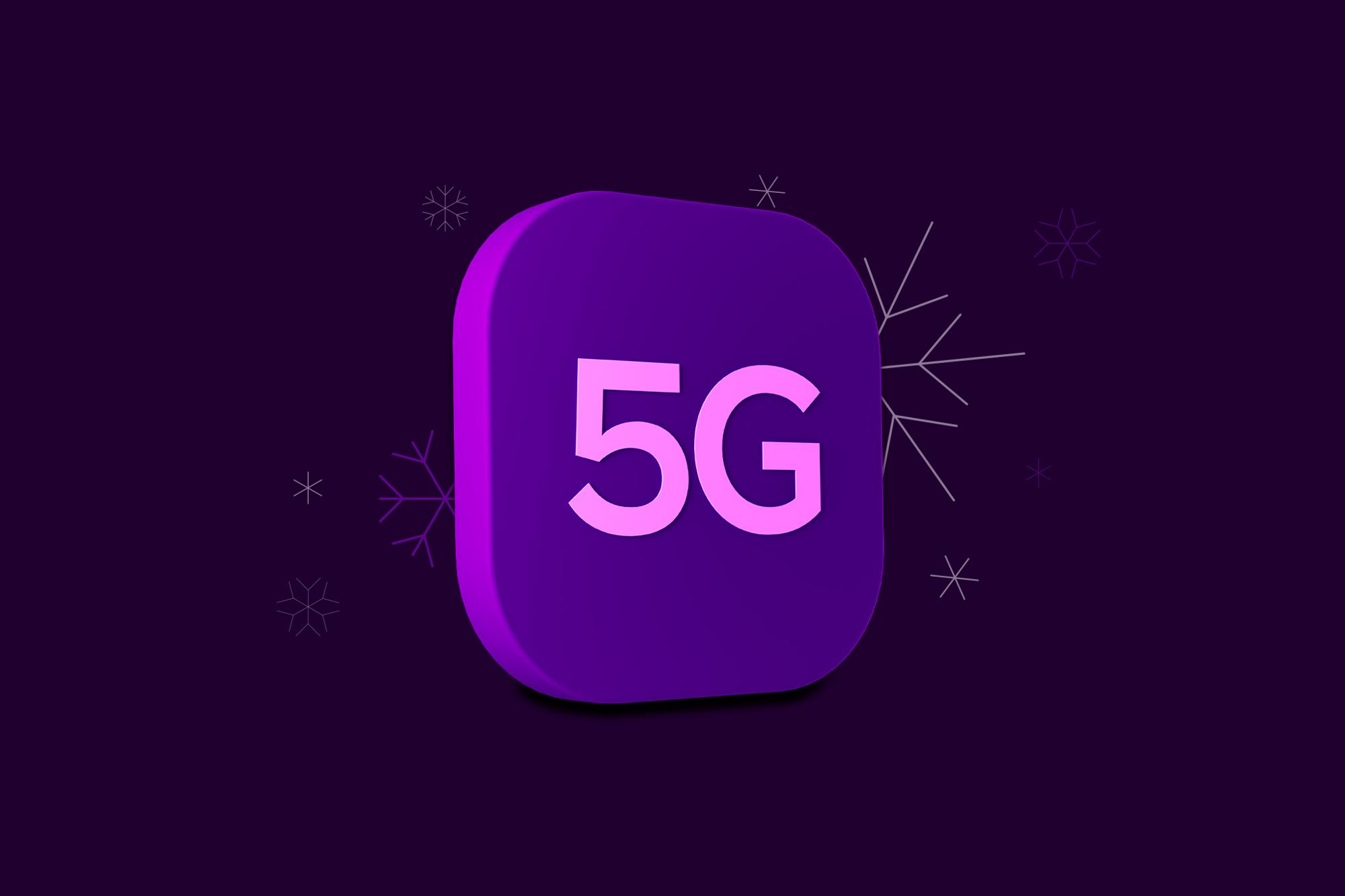 5G ikon med snöflingor
