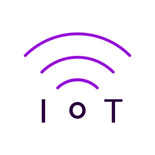 Ikon för IOT nätverk i svart och lila.