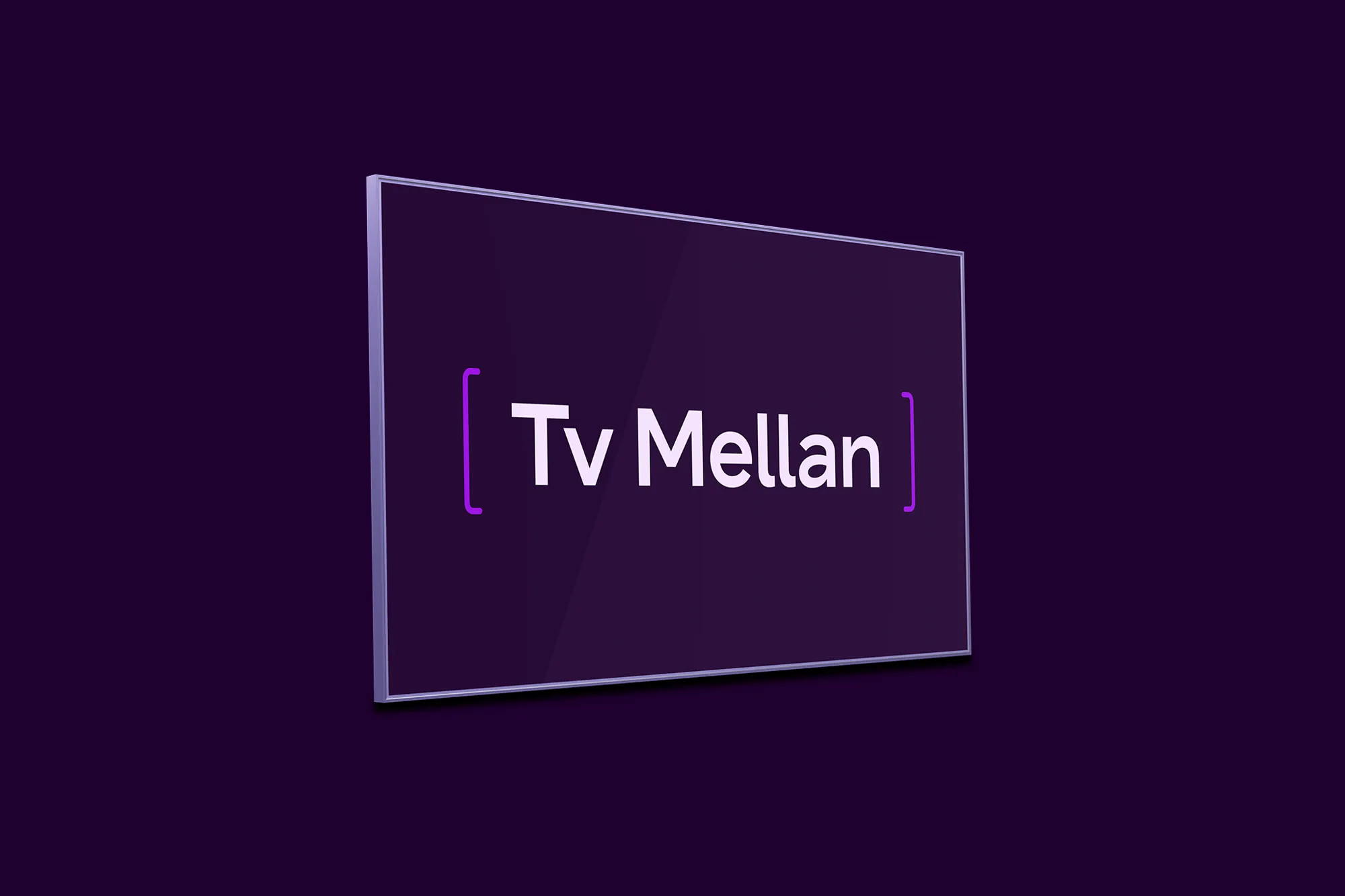 En tv-skärm med texten "Tv Mellan" som representerar vårt populära tv-paket Tv Mellan med hela 36 kanaler inkl. streaming från TV4 Play och BritBox.
