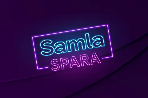 Logga i neon med texten: "Samla" och "Spara".
