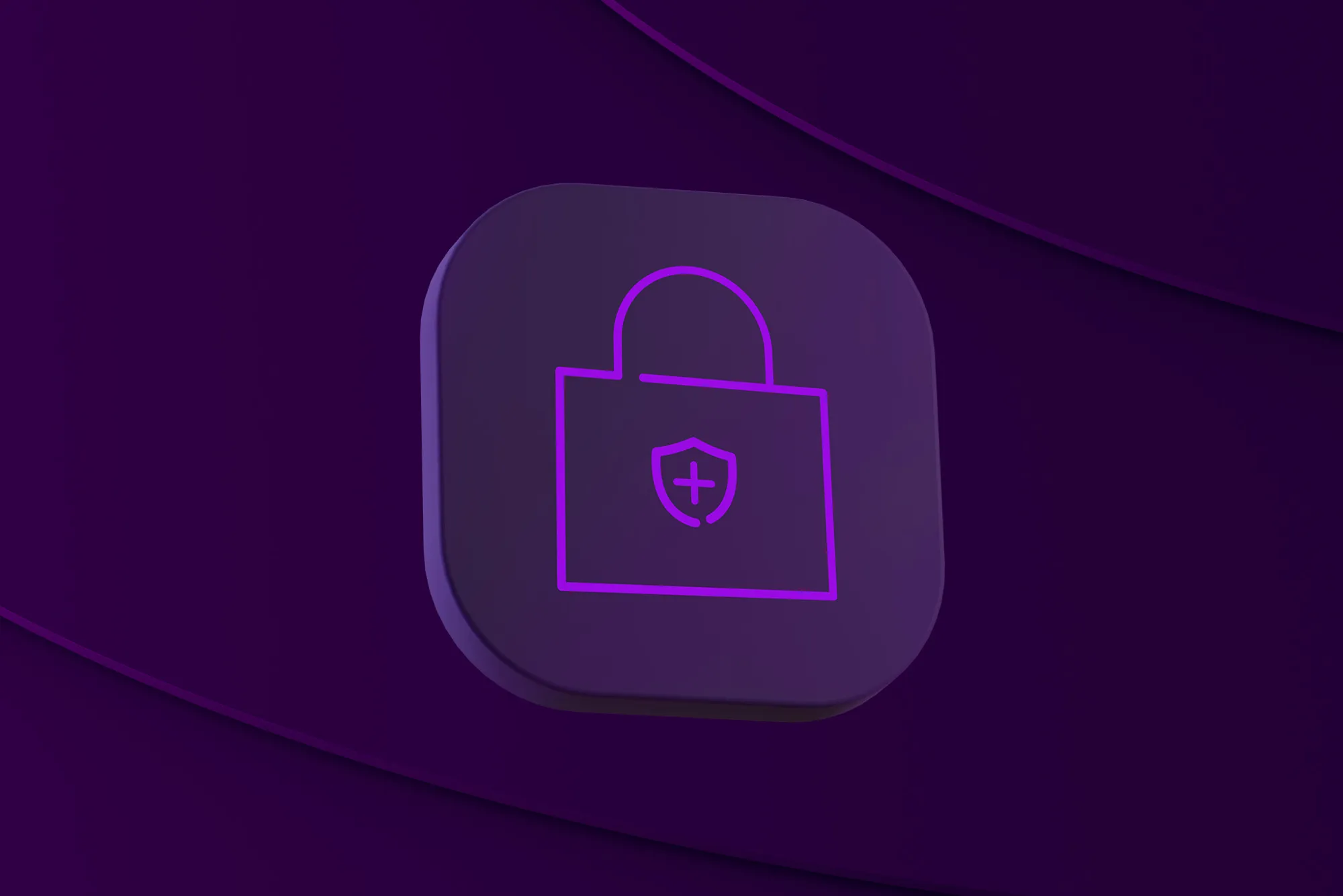 Telia Trygg-logga mot en lila puck med Telia simplifierade grafiska femte elementet.