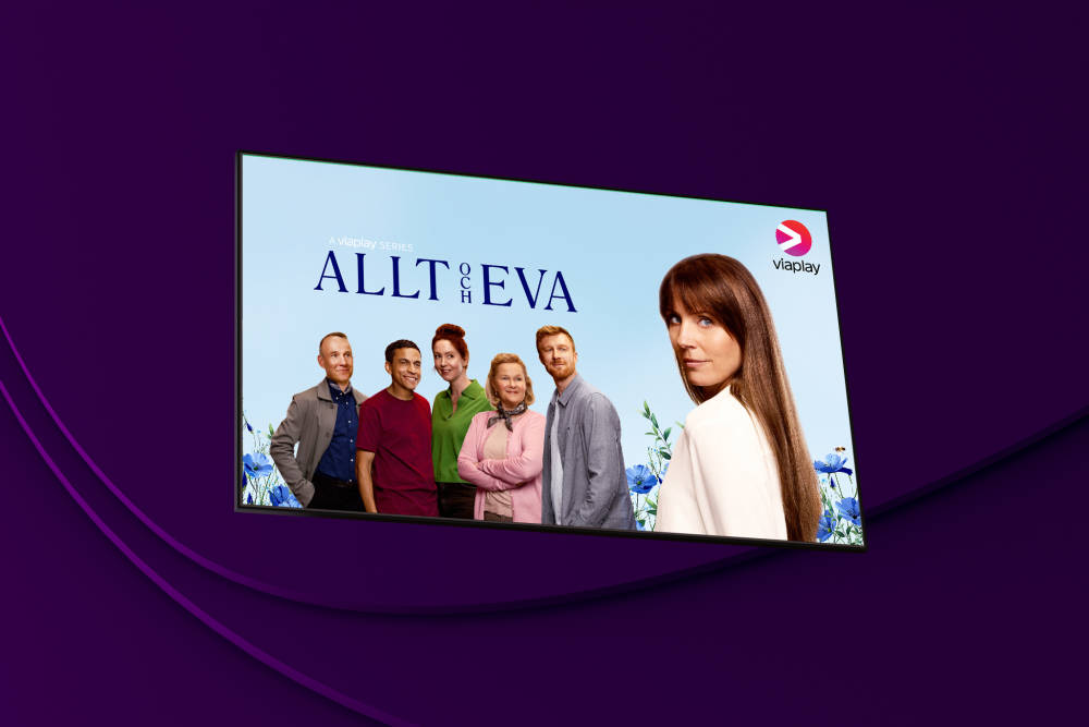 Collage med Viaplays nya serie Allt och Eva som har premiär i april 2024. I "Allt och Eva" möter vi Eva som inte tror på kärlek. , © 2024 Viaplay Group